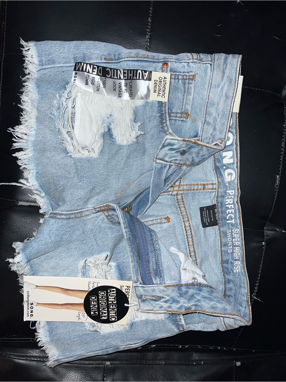 Authentic Denim High-Waist Distressed Women's Shorts - Light Blue